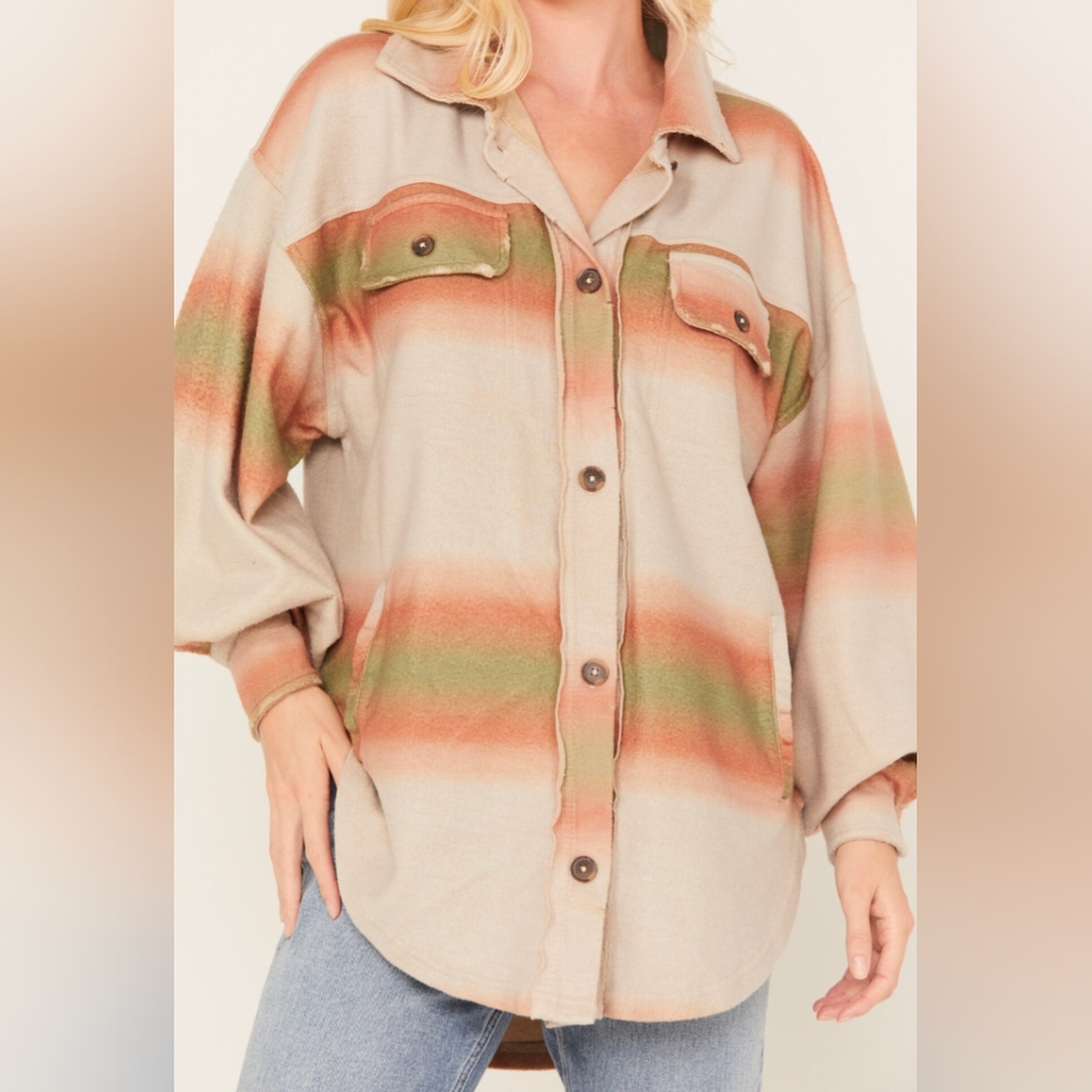 Free People Women's Ombre Serape Print Ruby Shacket Jacket Jac Shirt Size S